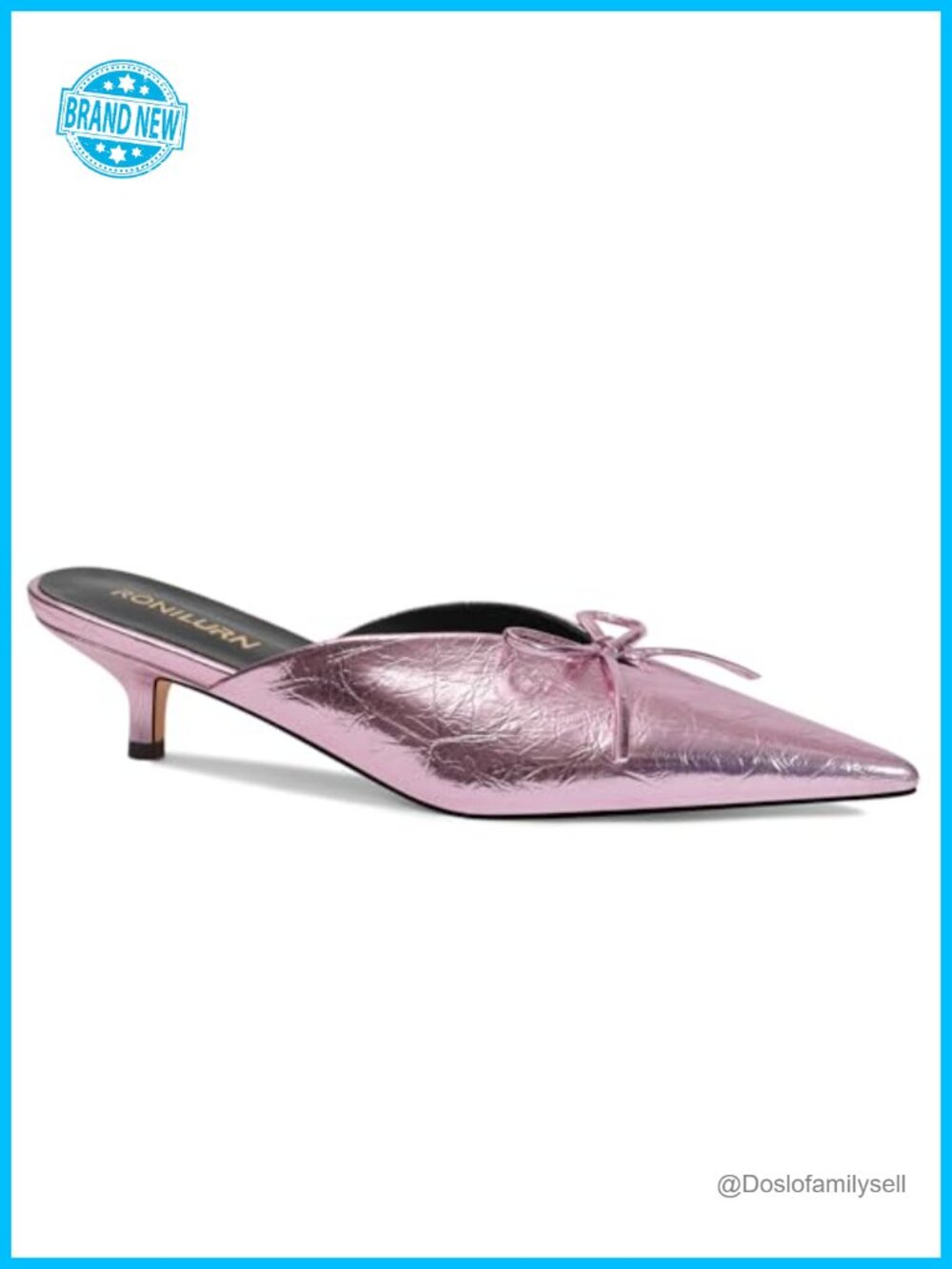 Women's Heeled Mules Pointed Toe Kitten Heel Slip On Faux Leather Bow